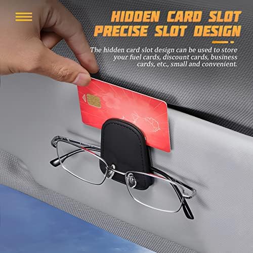 AICEL Sunglasses Holders for Car Sun Visor, Leather Magnetic Clip, Black