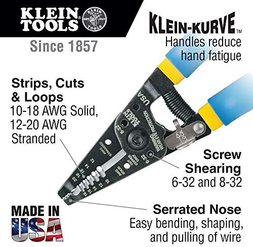 Klein Tools 11055EP Wire Cutter and Stripper, Made in USA, Stranded and Solid Wire Cutter, Cuts Copper