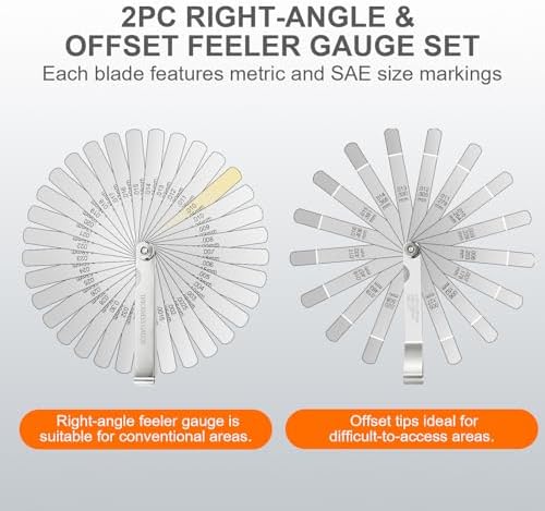 2Pcs Feeler Gauge Set,Premium Straight & Angled Feeler Gauges Kit