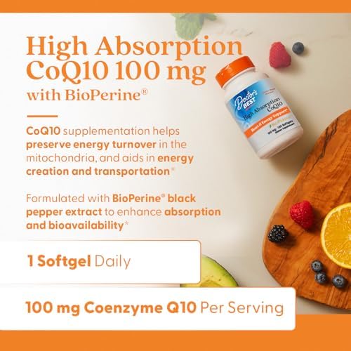 Doctor's Best High Absorption CoQ10 with BioPerine Supplement, 120 Softgels