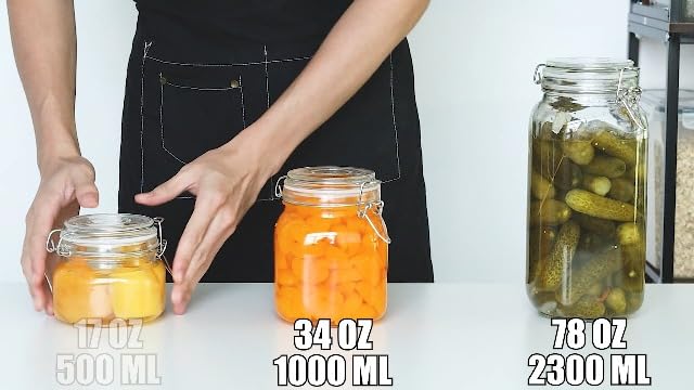 ComSaf Large Square Glass Jars with Airtight Lids 78 oz 3 Pack Wide Mouth