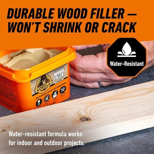 Gorilla All Purpose Wood Filler, Natural Finish, 16 oz Tub, 1-Pack