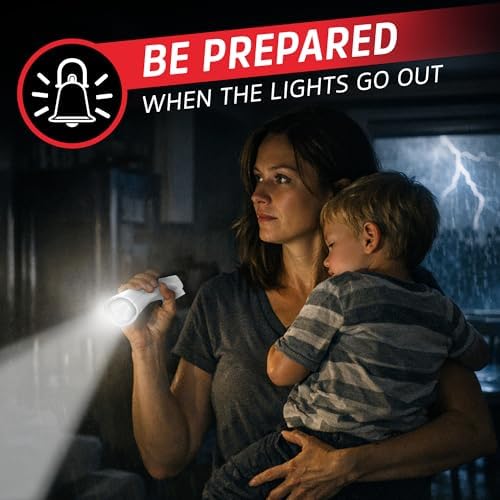 Energizer Auto-On LED Flashlights Rechargeable (3-Pack) for Home Power Failure, Plug in LED Flashlight for Power Outage, Night Light, Hurricane Preparedness