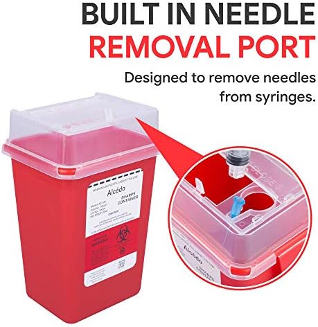 Alcedo Sharps Container 1 Quart (3-Pack) for Home Use & Travel Disposal