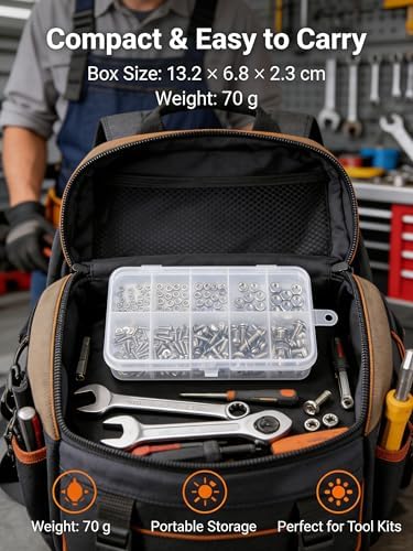 120pcs Stainless Steel Screw Assortment Kit, M2 M2.5 M3 M4 M5 Hex Nuts and Flat Washers Set, 304 Round Head Machine Screws Bolts with Spring Washers for Electronics DIY Repair