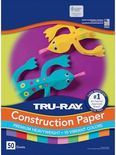 Tru-Ray Construction Paper, 10 Vibrant Colors, 9" x 12", 50 Sheets