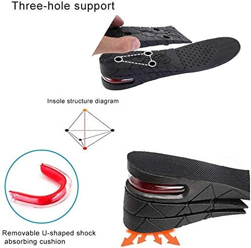 Height Increase Insoles Air Taller Cushion Shoes Insoles 4-Layer Heel Insert for Men