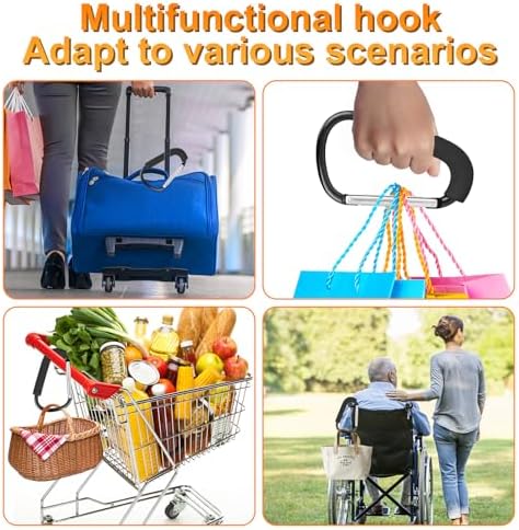 2 Pack Stroller Hooks, 6.3" Large Stroller Clips, Carabiner Clip