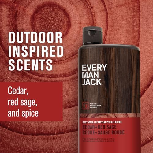 Every Man Jack Hydrating Body Wash for Men, Cedar Red Sage, 2pk
