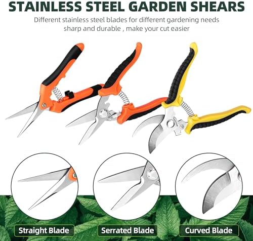 EWPJDK 3 Pack Garden Pruning Shears Scissors Clippers Stainless Steel