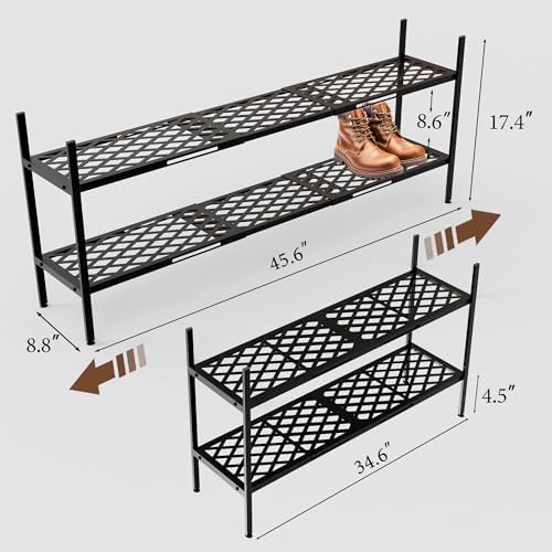 Shoe Rack, 45.6" Expandable Shoe Storage Organizer for Closet - Stackable