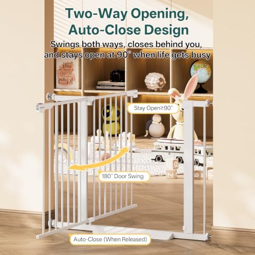 InnoTruth 29.6-39.1 in Wide Baby Gate for Stairs and Doorways, White