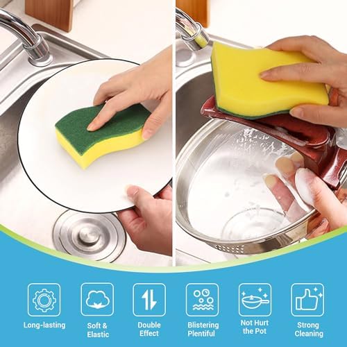 AIDEA Sponges Kitchen, 24 PK Heavy Duty Dish Sponges Kitchen, Scrub Sponges