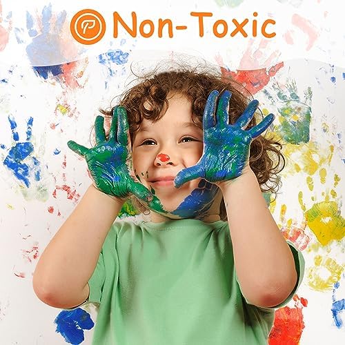 ABEIER Washable Finger Paint for Toddlers 1-3, 12 Non-Toxic Colors