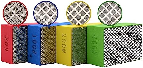 4pcs Diamond Hand Polishing Pads for Ceramic Tile Glass Grinding,Sanding Blocks Polishing 60#,100#,200#,400#