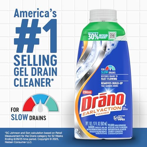 Drano EarlyAction Foamer Drain Clog Remover & Cleaner, 17oz 5-Pack