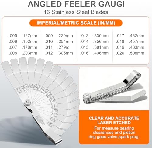 2Pcs Feeler Gauge Set,Premium Straight & Angled Feeler Gauges Kit