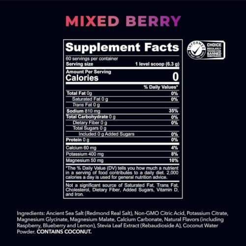 REDMOND Re-Lyte Sugar Free Electrolyte Powder Drink Mix (Mixed Berry)