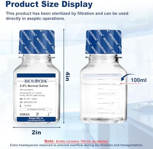 0.9% Normal Saline Solution, Sterile Sodium Chloride, 100mL