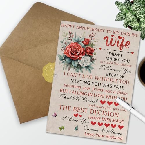 Anniversary Card for Wife,Anniversary Wedding Gifts from Husband