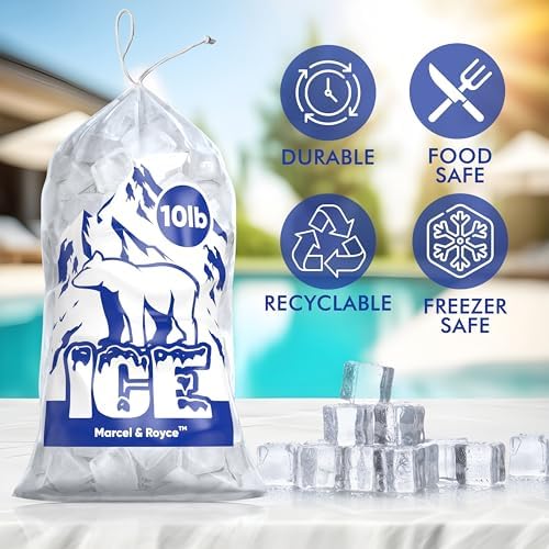100-Pack 10 LB Reusable Plastic Ice Bags With Drawstring-Bolsas Para Hielo