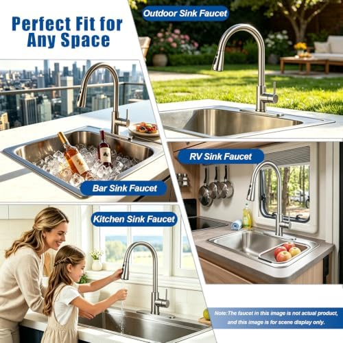 VAPSINT Kitchen Faucet with Pull Down Sprayer, Brushed Nickel