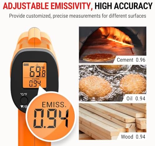 TempPro TempScan Infrared Thermometer Gun for Pizza Oven Griddle HVAC