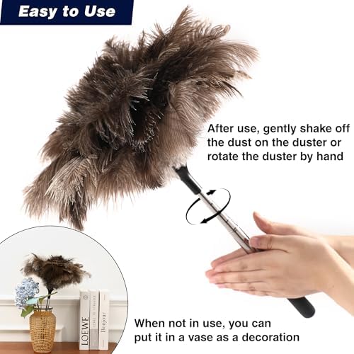 Soarer Extendable Ostrich Feather Duster,40inch,Handle Duster for Cleaning