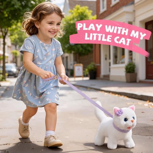 Cat Toys for Kids Girls 3 4 5 6 Year old,Electronic Robot Stuffed Cat