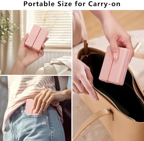 FYY Travel Pill Organizer, 7 Compartments Small Pill Box Medicine Case-Pink