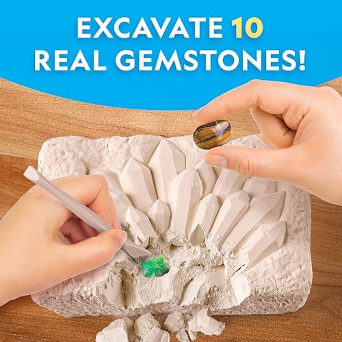 National Geographic Gemstone Dig Kit with 10 Real Gemstones for Kids