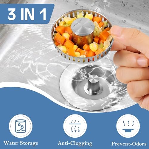 TGOSOMT Kitchen Sink Drain Strainer Stopper, Anti-Clog & Quick Drain