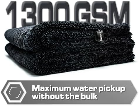Blackline Microfiber Car Drying Towel 24"x36", 1300GSM Twisted Loop