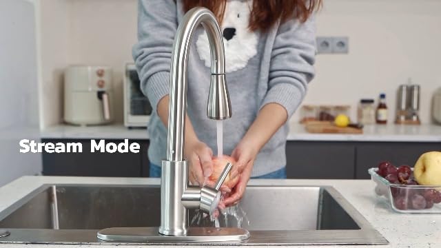 FEELSO Kitchen Faucets with Pull Down Sprayer, Brushed Nickel