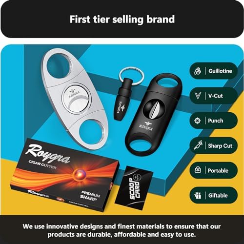 roygra Cigar Cutter (3 Pack) - Guillotine, V Cut, Punch, Gift Box Packaging