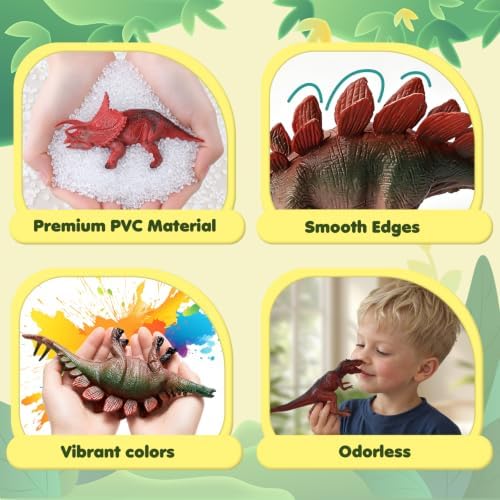 Dinosaur Toys Kids 3-5, 45PCS Jurassic Playset with Trees & Fence