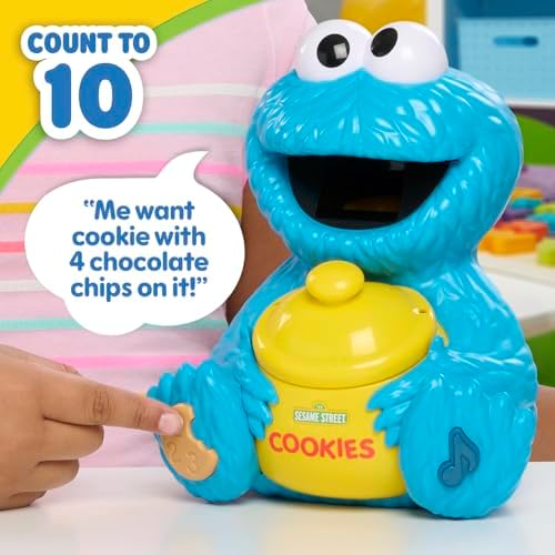 Sesame Street Cookie's Counting Jar, 12-Pieces, 20+ Phrases and Sounds, Learning and Education, Kids Toys for Ages 2 Up by Just Play