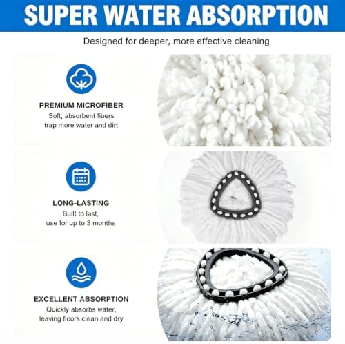12 Pack Spin Mop Replacement Heads,100% Microfiber Mop Head,Deep Cleaning