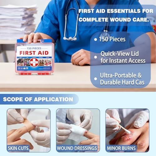 Mini First Aid Kit - 150 Pieces, All-Purpose Portable
