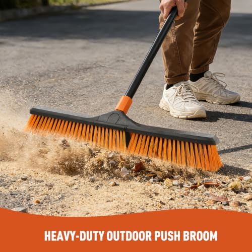 CLEANHOME 24" Push Broom Brush Outdoor for Shop, Deck, Garage, Concrete