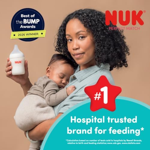 NUK Perfect Match Natural + Anti-Colic Bottle, 8 oz, 2 Pack
