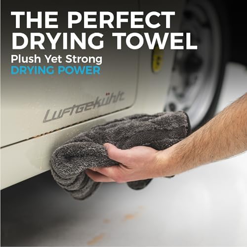 The Rag Company Gauntlet Car Drying Towel, Ice Grey/Grey, 15x24 in, 2-Pack