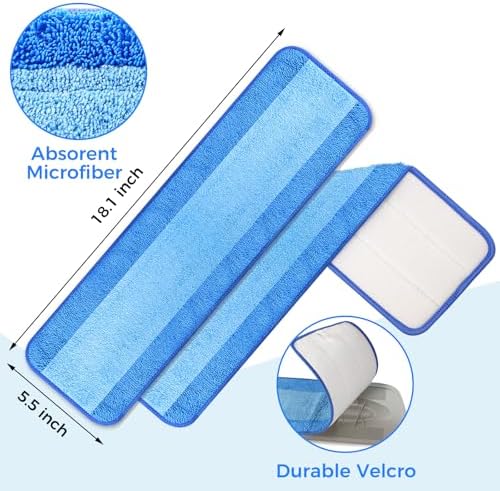 4-Pack 18 Inch Microfiber Mop Pads Compatible with Bona, Washable Reusable