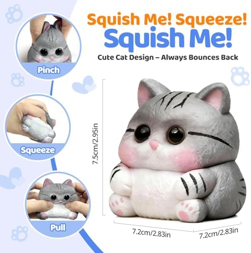 Cat Squishy Toys, Soft TPR Sensory Fidget Squeeze Toy