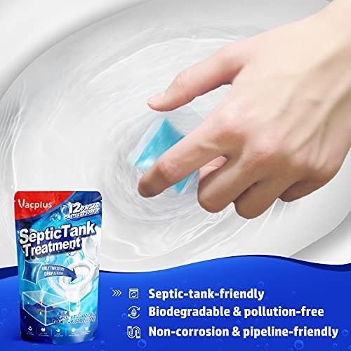 Vacplus Septic Tank Treatment, 12 Pack, 1-Year Supply, 2X Efficiency