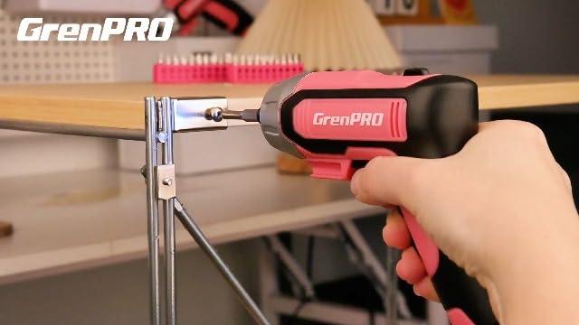 GRENPRO 4V Cordless Electric Screwdriver Set, 29-Piece, Pink