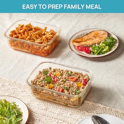 Vtopmart 2Pack 1860ml/63oz Large Glass Storage Containers With Lids, Grey