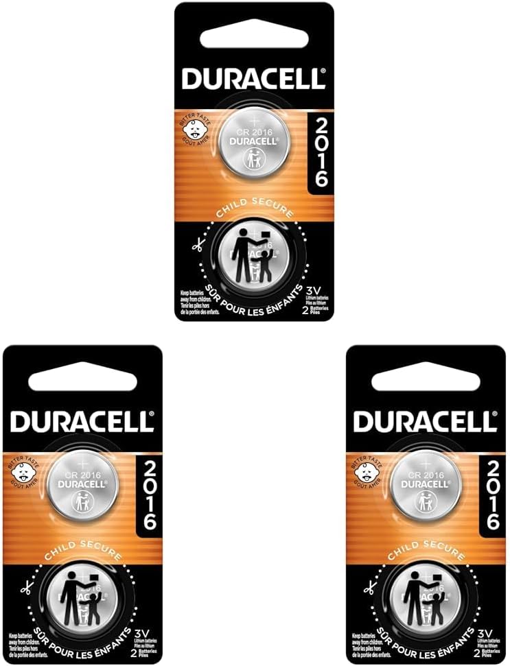 Duracell CR2016 3V Lithium Battery, 2 Count, Key Fob & Watch & Car Remote