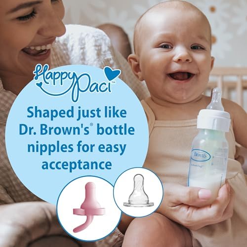 Dr. Brown's HappyPaci Silicone Pacifier, Pink and White, 0-6m, 4-Pack