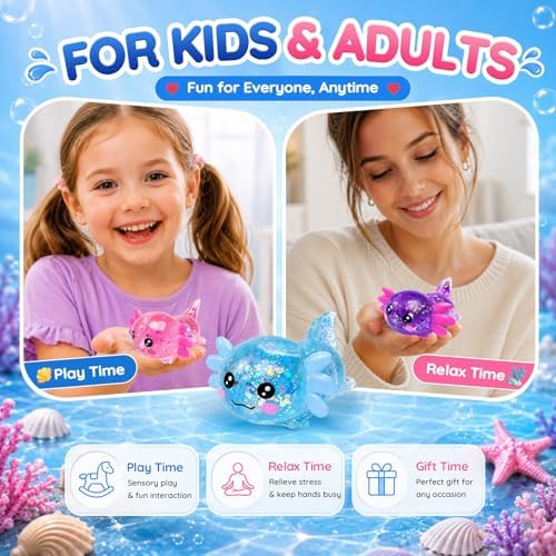 Axolotl Squishy Stress Ball,Soft Slow Rising Stress Relief Toy(Pink)